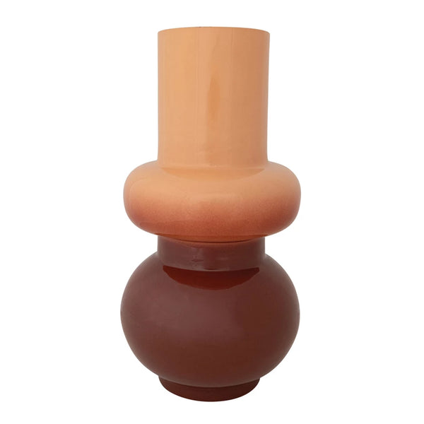 Enameled Metal Vase, Rust & Nude