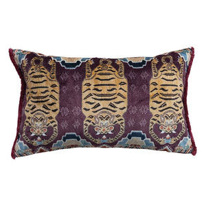 Cotton/Velvet Throw Pillow w/ Tigers
