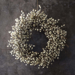 Artificial Berry Wreath, Cream