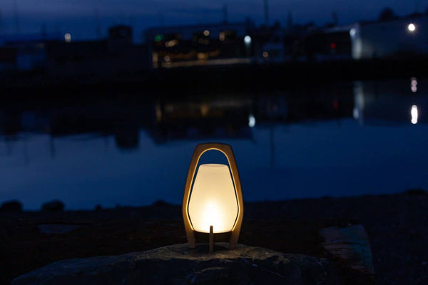 Portable Wood & Glass LED Drifter Lantern - 12.25" Bronze