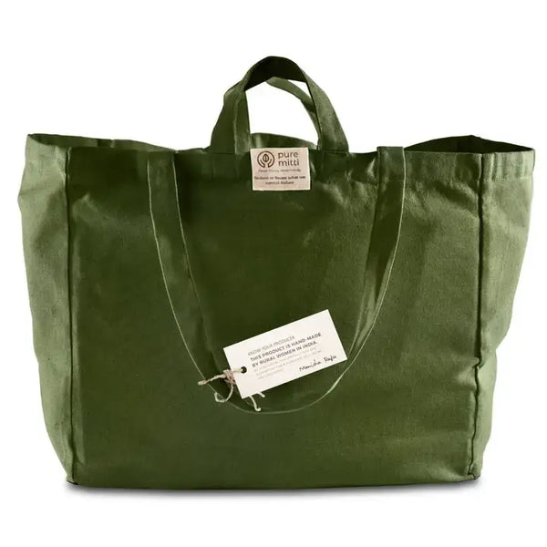 Multi-Pocket 100% Cotton Garden Tote – Sage Green