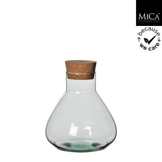 Recycled Handblown Closed Cork Terrarium Glass (6.7" x 7")