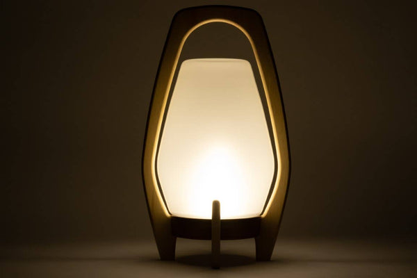 Portable Wood & Glass LED Drifter Lantern - 12.25" Bronze