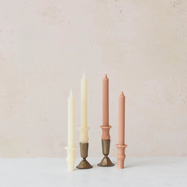 Pleated Taper Candles w/ Urn Base, Set of 2