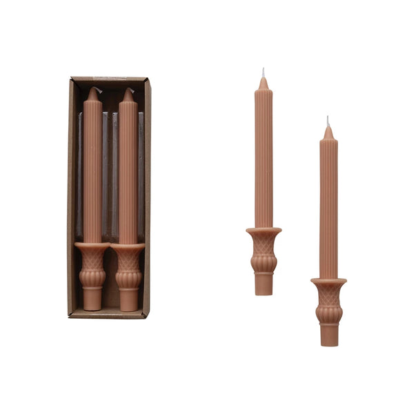 Pleated Taper Candles w/ Urn Base, Set of 2