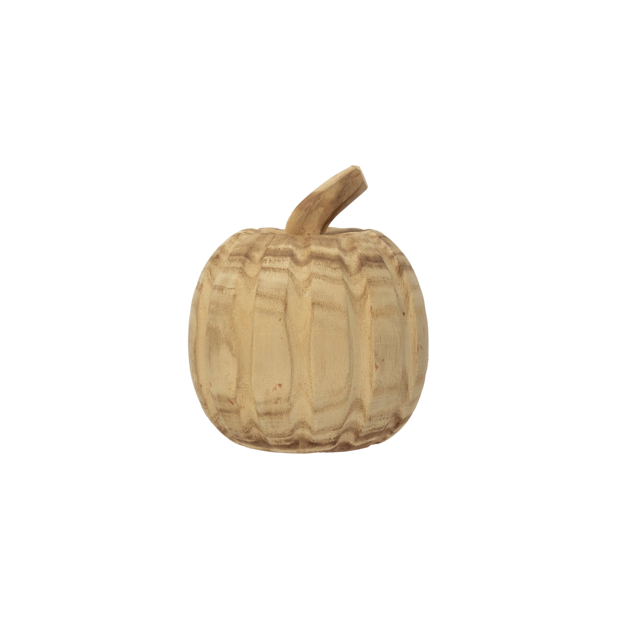 5" Hand-Carved Paulownia Wood Pumpkin