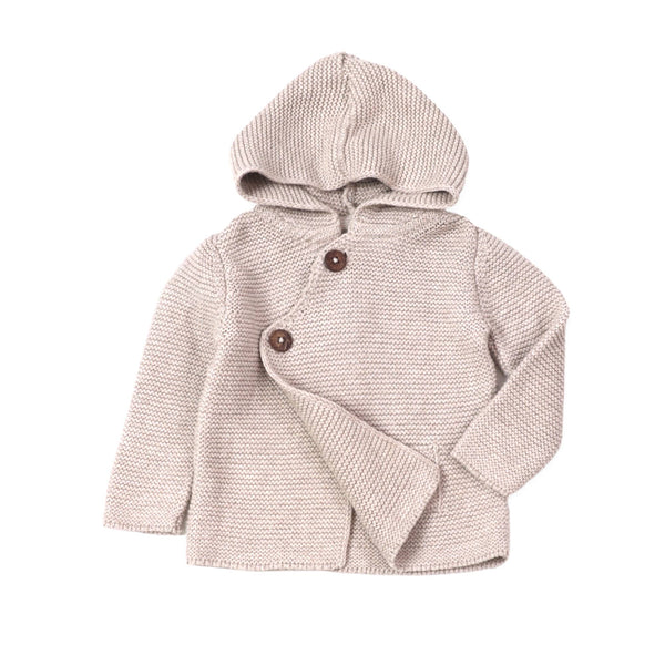 Milan Hooded Button Sweater Knit Baby Jacket Organic Cotton