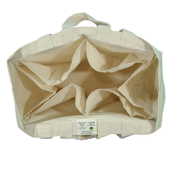 Multi-Pocket 100% Cotton Grocery Tote – Natural