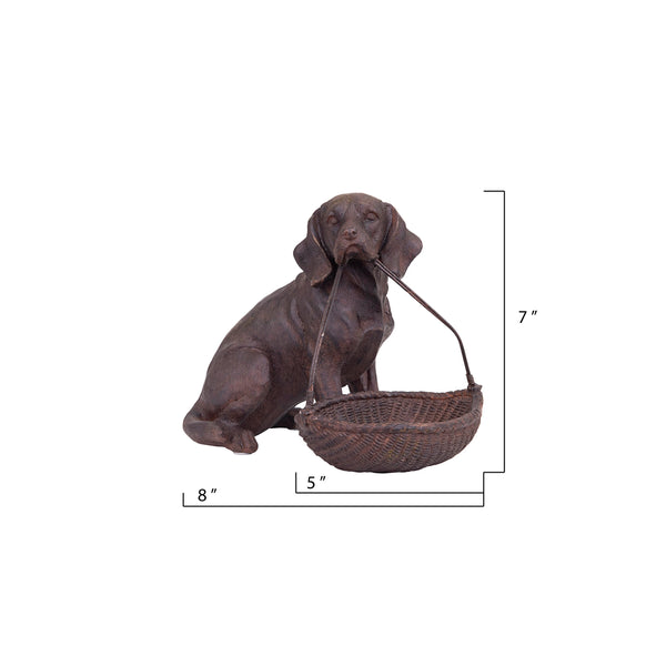 Resin Dog with Basket