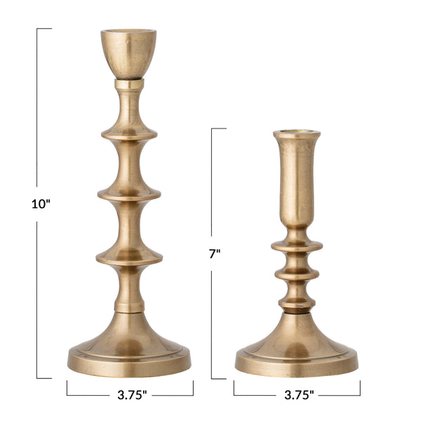 Gold Metal Taper Holders with Antique Finish