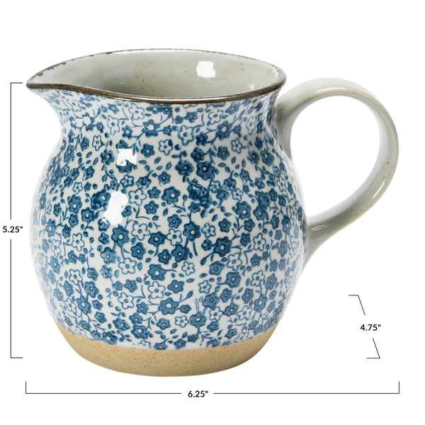 Stoneware Jug in Blue Floral