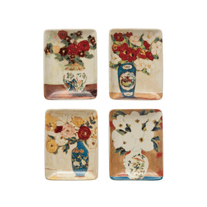 Stoneware Dish w/ Flowers in Vase