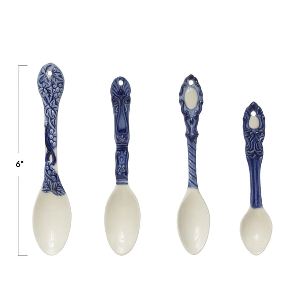 Hand-Painted Embossed Stoneware Spoon