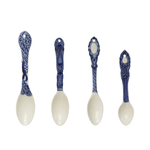 Hand-Painted Embossed Stoneware Spoon