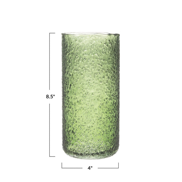 Green Seeded Glass Vase