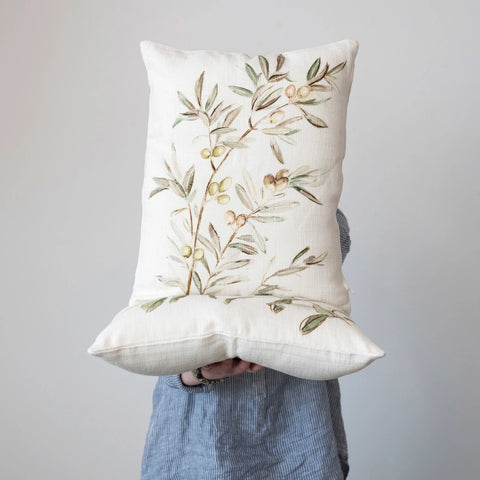 Printed Pillow w/ Botanical Image, 2 Styles