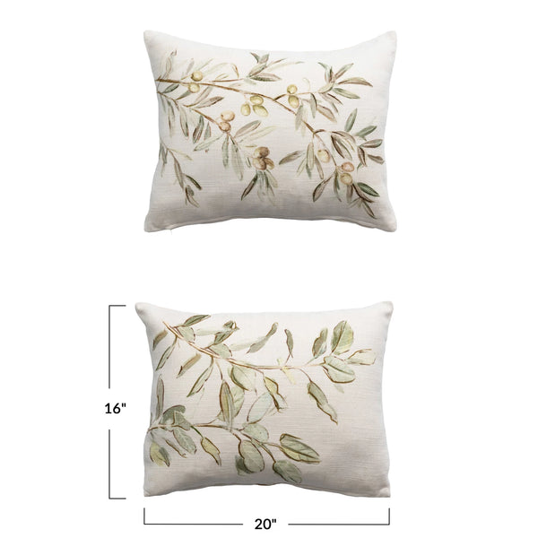 Printed Pillow w/ Botanical Image, 2 Styles