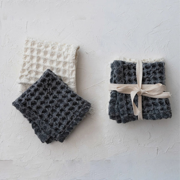 Waffle Weave Dish Cloths w/ Loops, Set of 2