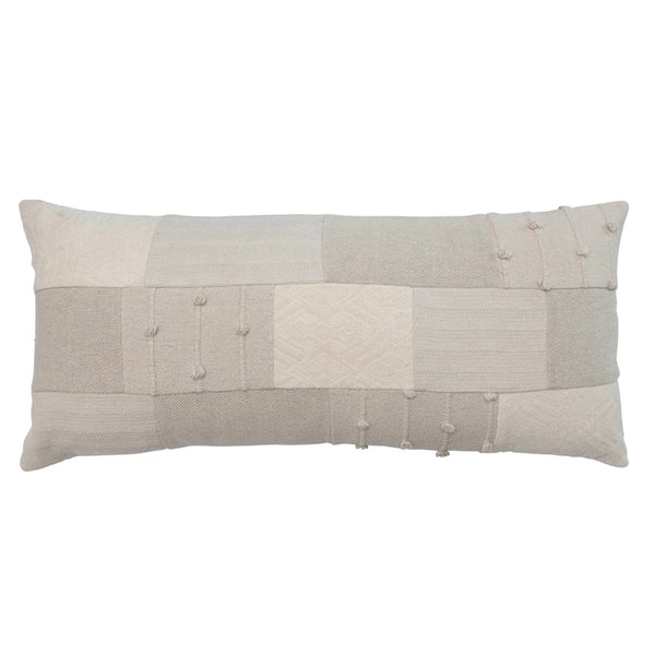 Patchwork Lumbar Pillow w/ Chambray Back