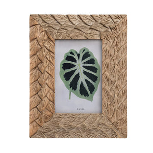 Hand-Carved Mango Wood & Glass Photo Frame | 4" x 6" Photo