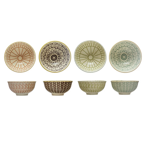 Stoneware Bowl w/ Pattern | Assorted