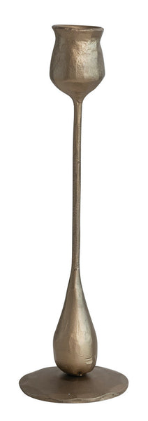 Hand-Forged Iron Taper Holders, Antique Brass Finish | 2 Sizes