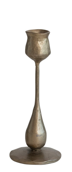 Hand-Forged Iron Taper Holders, Antique Brass Finish | 2 Sizes
