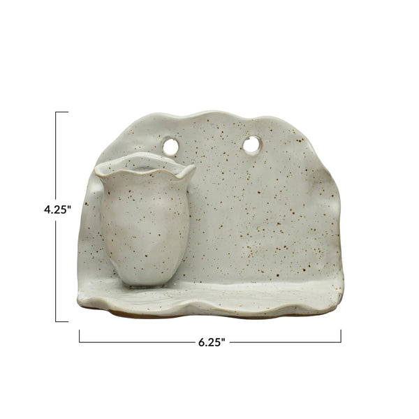 Stoneware Wall Shelf w/ Container/Vase