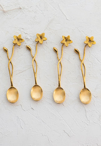 Brass Spoons w/ Flower Handles