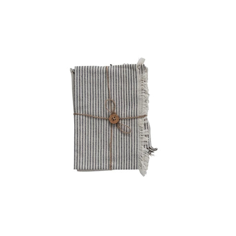 Woven Cotton Tea Towels w/ Stripes & Fringe | Set of 2