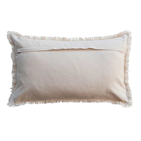 Cotton Slub Lumbar Pillow with Florals