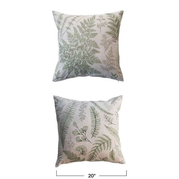 20" Square Cotton & Linen Printed Pillow | 2 Styles