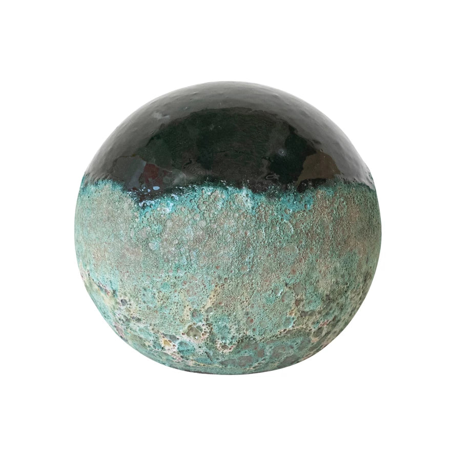 Coarse Terra-cotta Ball, Reactive Glaze, Volcano Finish