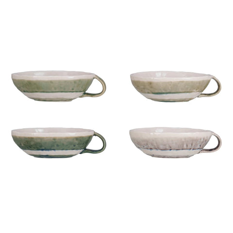 8 oz. Stoneware Bowl w/ Handle & Stripes
