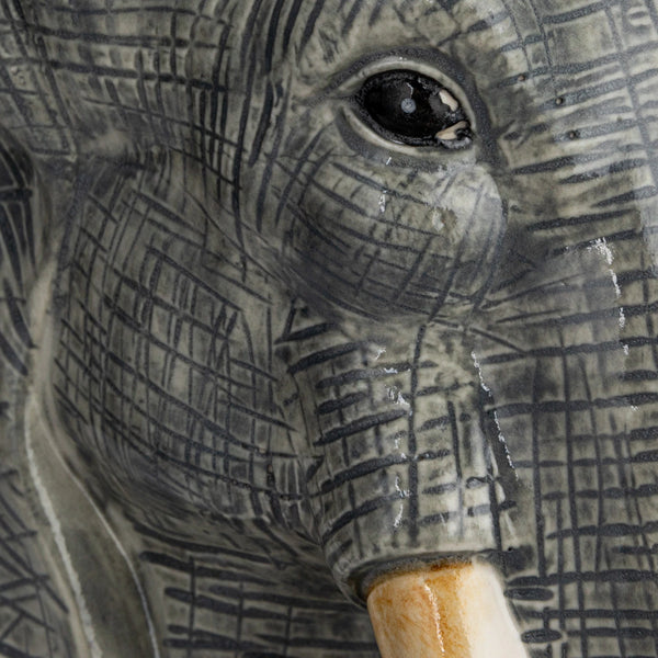 Hand-Painted Stoneware Elephant Vase