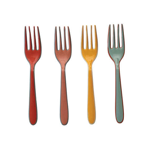 Enameled Stainless Steel Forks w/ Colored Edge, 4 Colors