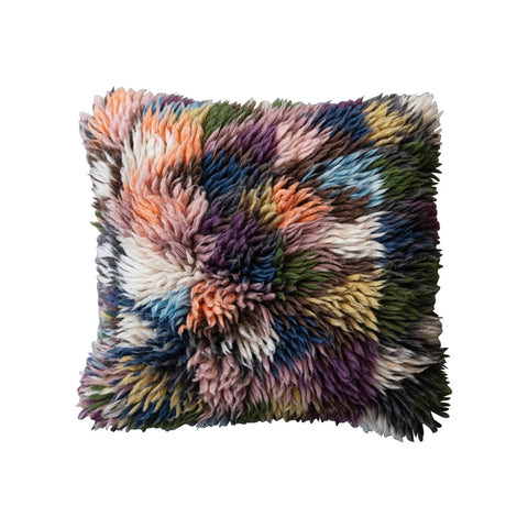20" Square Woven New Zealand Wool Shag Pillow