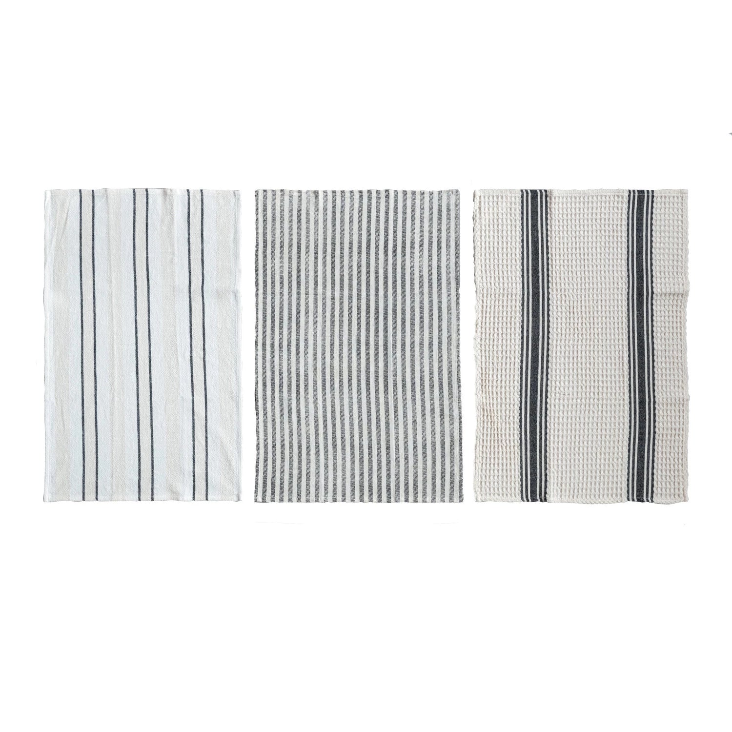 Woven Cotton Tea Towel w/ Stripes | 3 Styles