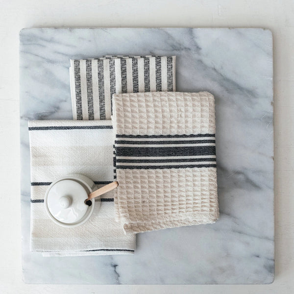 Woven Cotton Tea Towel w/ Stripes | 3 Styles