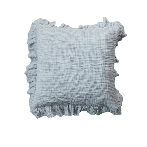 20" Square Cotton Pillow w/ Ruffled Edge