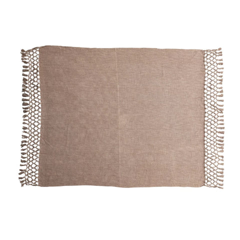 Woven Throw w/ Crochet & Fringe
