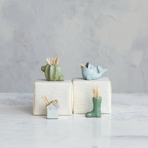 Stoneware Garden Boot Shaped Toothpick Holder