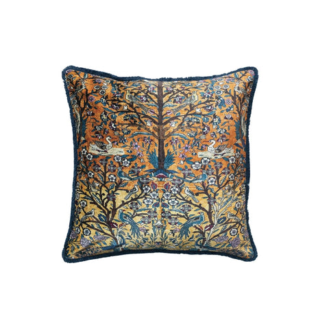 Velvet Pillow w/ Vintage Carpet Pattern