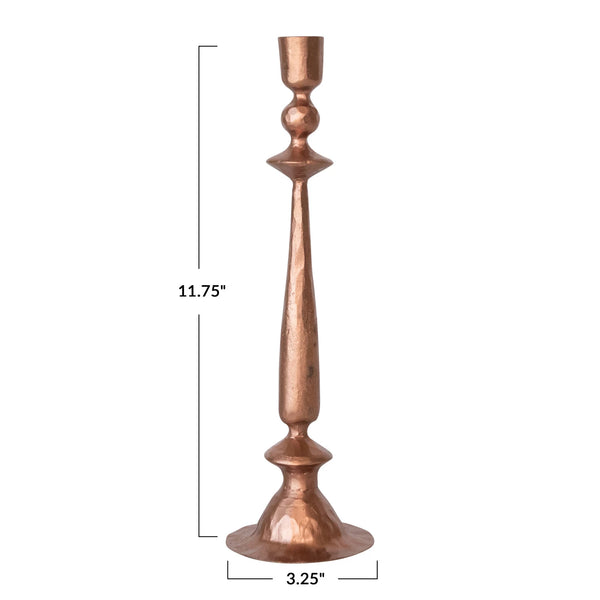 Cast Iron Taper Holder - Copper Finish - 11.75"