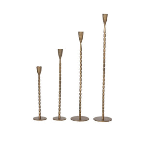 Bead Cast Iron Taper Holder - Brass Finish