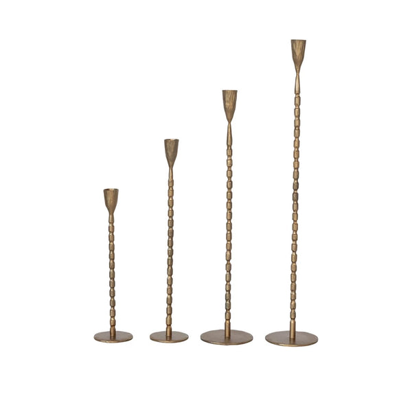 Bead Cast Iron Taper Holder - Brass Finish