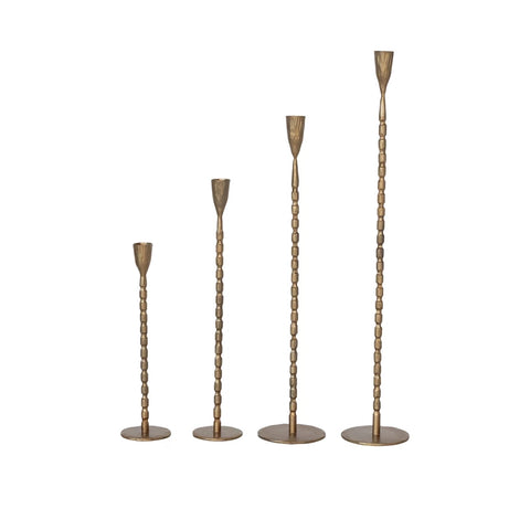 Bead Cast Iron Taper Holder - Brass Finish