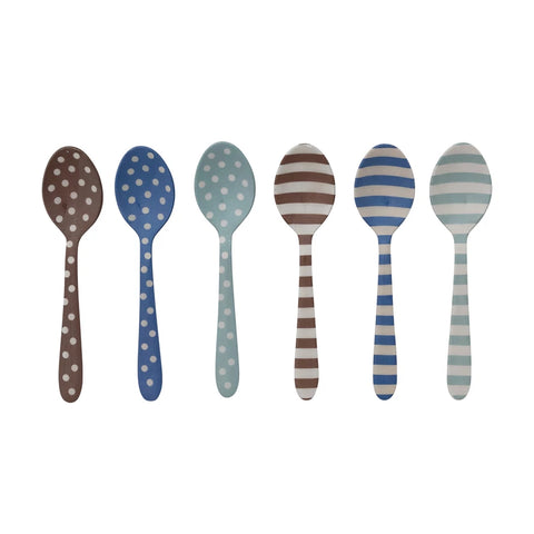 Enameled Stainless Steel Spoon with Stripes/Dots