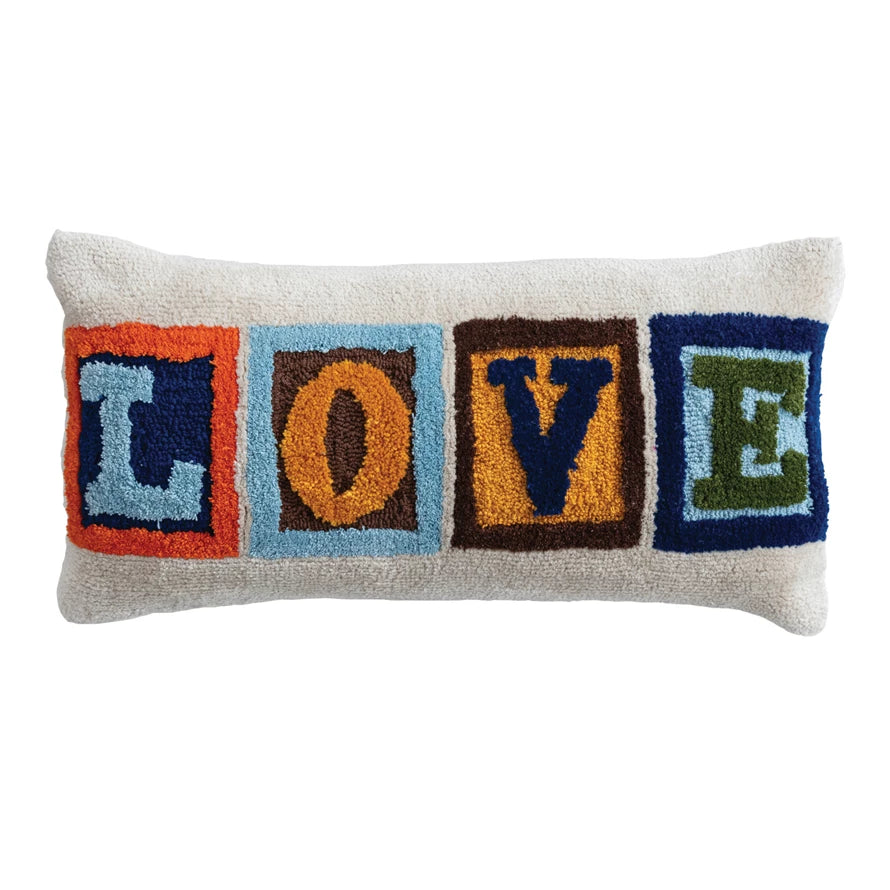 Fabric Tufted "Love" Lumbar Pillow