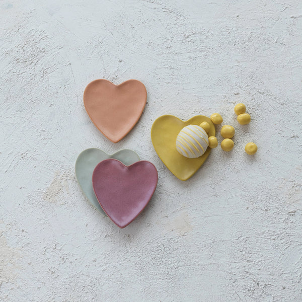 Stoneware Heart Shaped Dish, 4 Colors